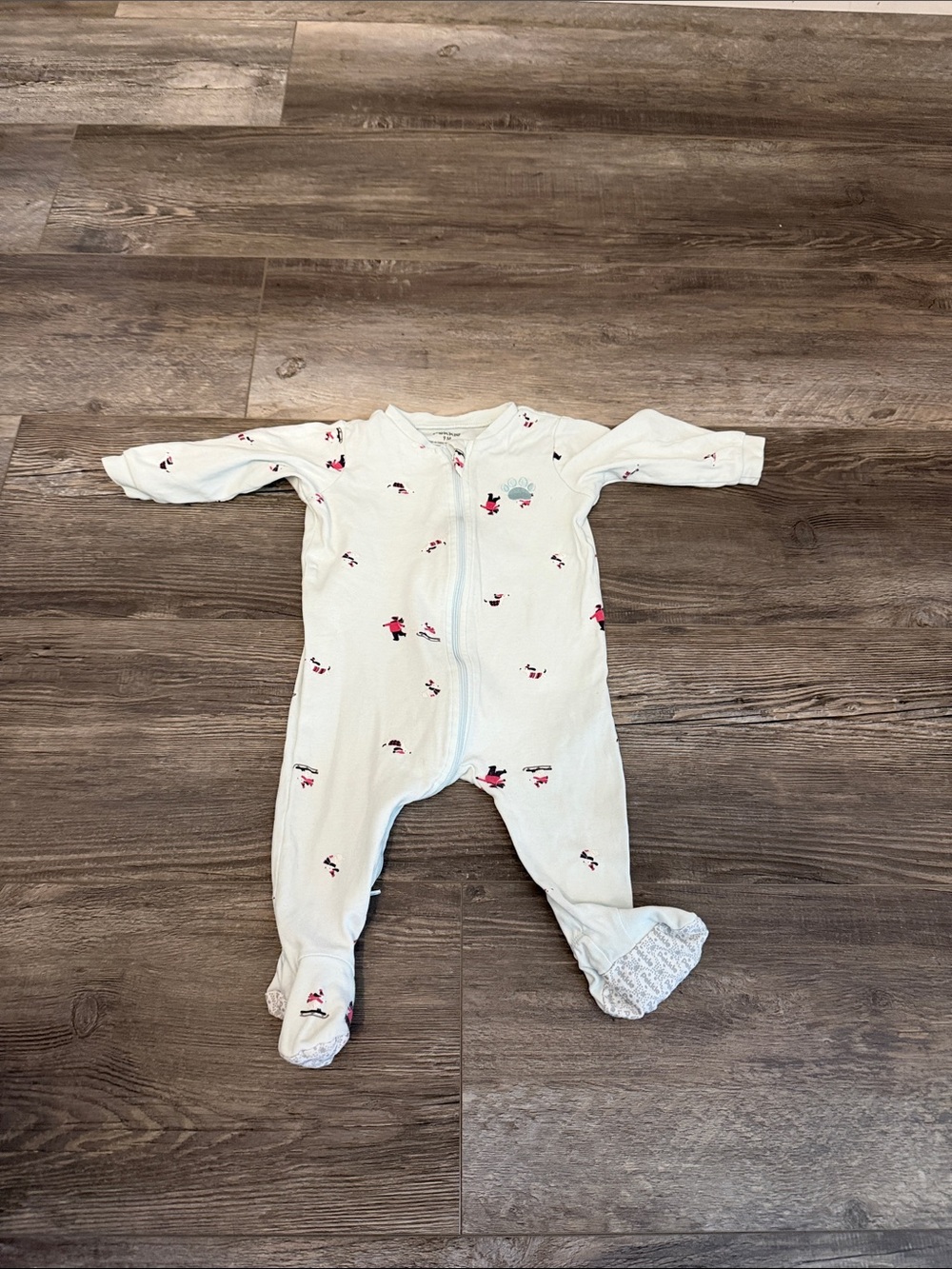 Pekkle Cream Footed Baby One-Piece with Dog Patch